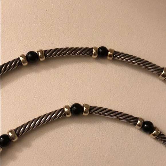 David Yurman sterling 14 kt gold onyx necklace - Picture 6 of 6